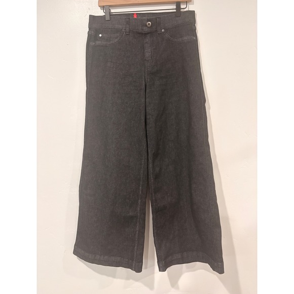 SPANX Denim - Spanx Wide Leg Jeans Black Denim Cropped Petite Large Large Petite L/G P